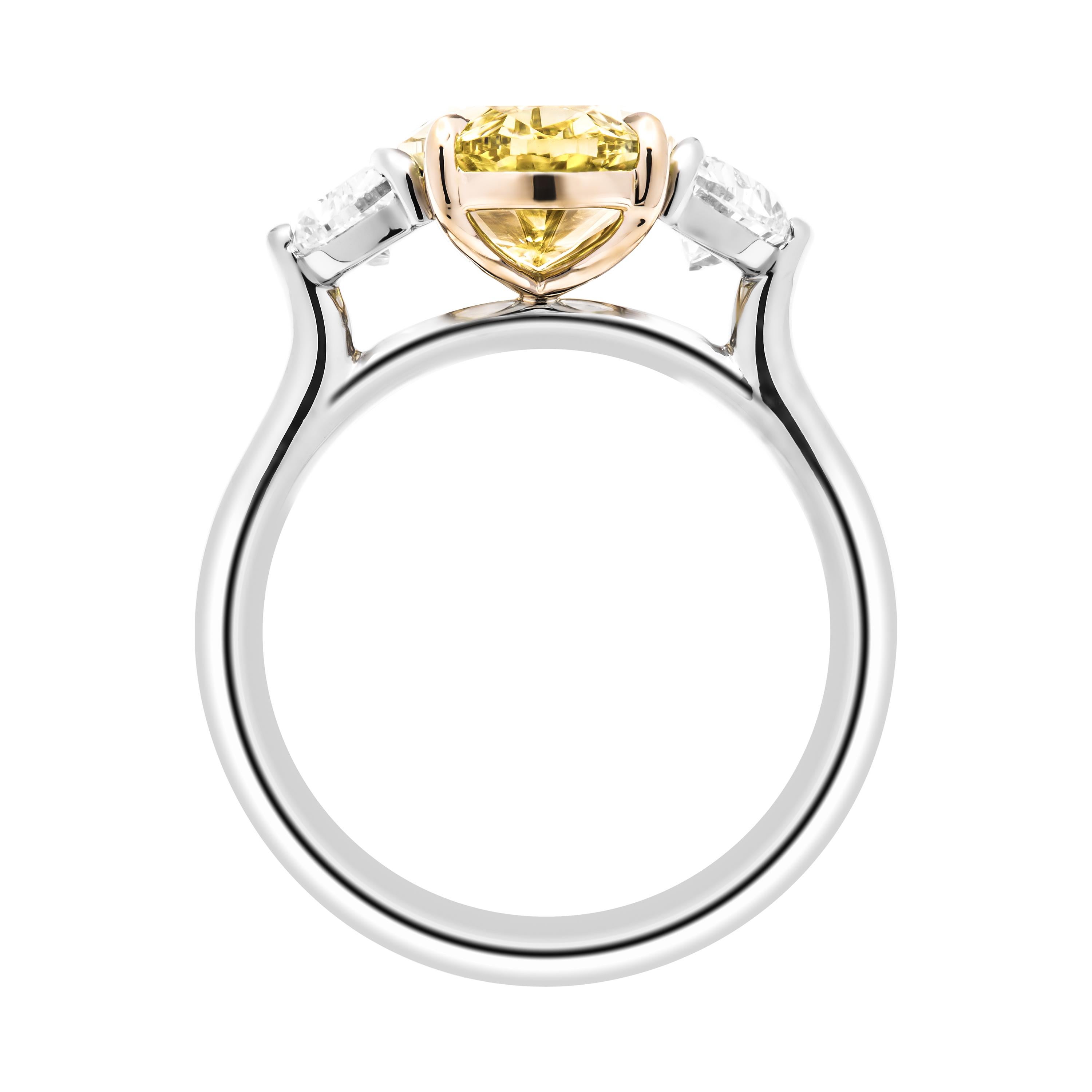 3 stone yellow diamond ring