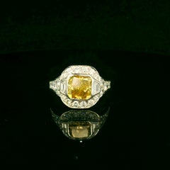 GIA certified brownish yellow 2.63 Carats diamond ring
