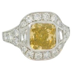 GIA certified brownish yellow 2.63 Carats diamond ring