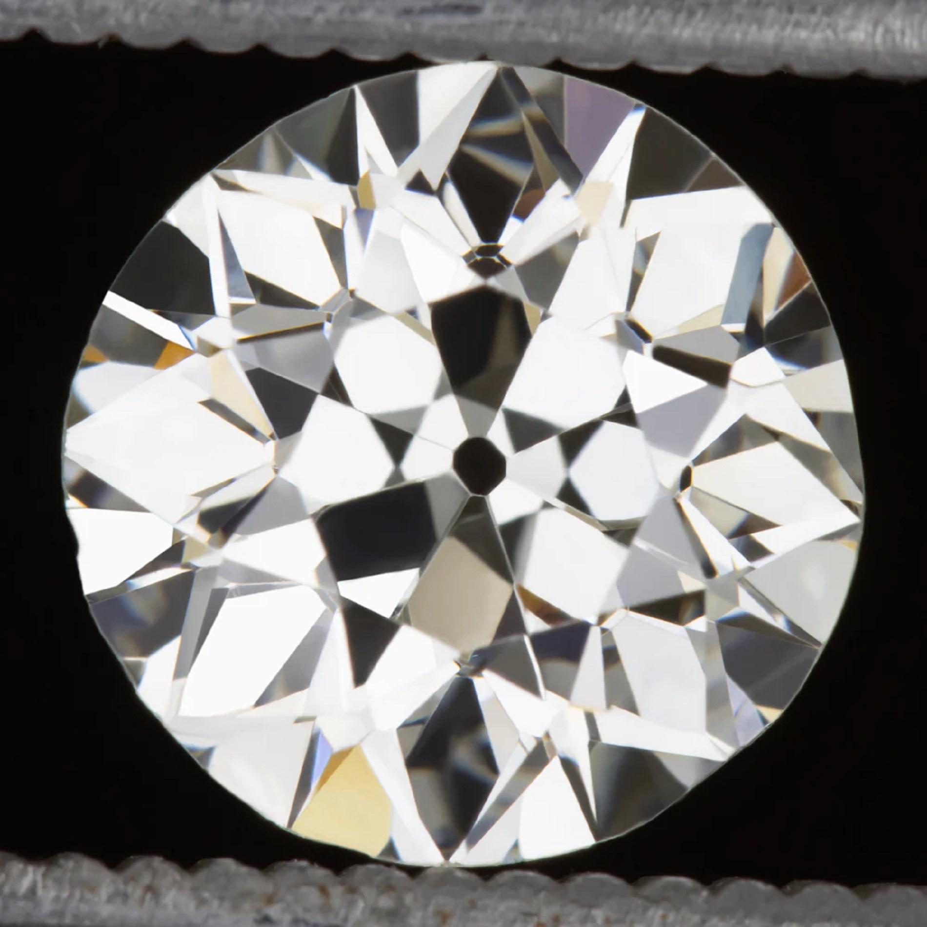 Old European Cut GIA Certififed 2.30 Carat Old European Platinum Diamond Ring For Sale