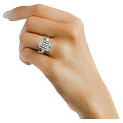 Gia Certififed 3.51 Carat Emerald Cut Platinum Diamond Ring D Flawless