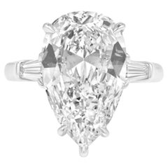 Bague de fiançailles avec diamant certifié GIA de 4,52 carats, taille poire D, pureté VVS2