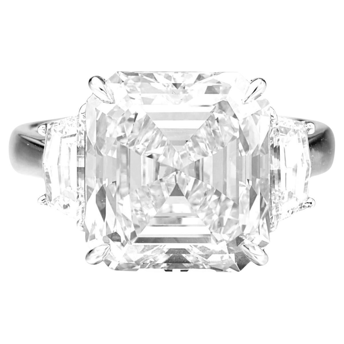 GIA Cetified 5 Ct. Bague latérale carrée émeraude trapézoïdale G COLOR VVS2 Clarté