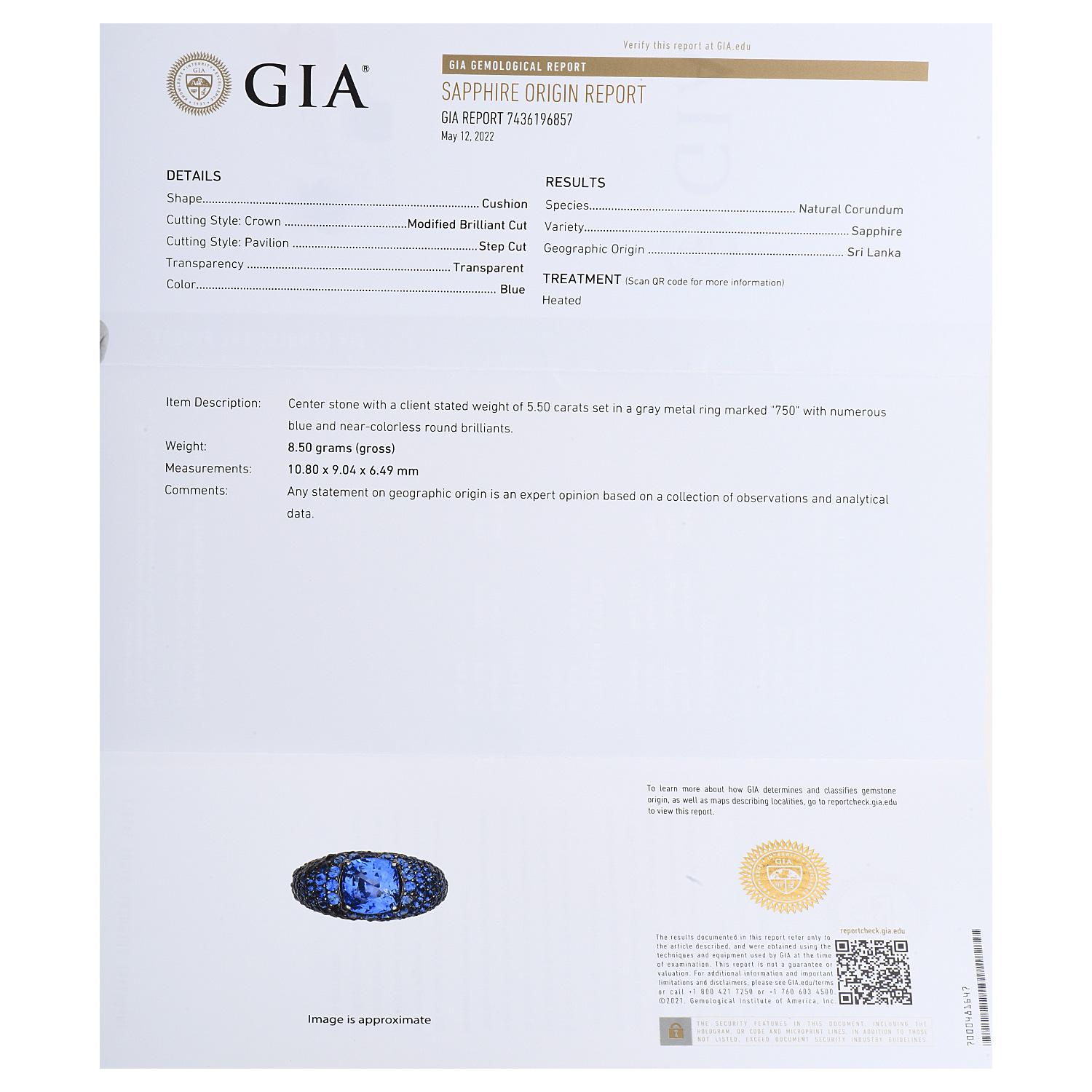 GIA Ceylon Blauer Saphir-Diamant-Cluster-Cocktailring aus 18 Karat Gold (Moderne) im Angebot