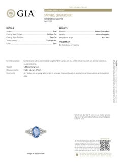 GIA Ceylon Platinum Natural No Heat Sapphire & Diamond Ring 2.27ctw 4.9g