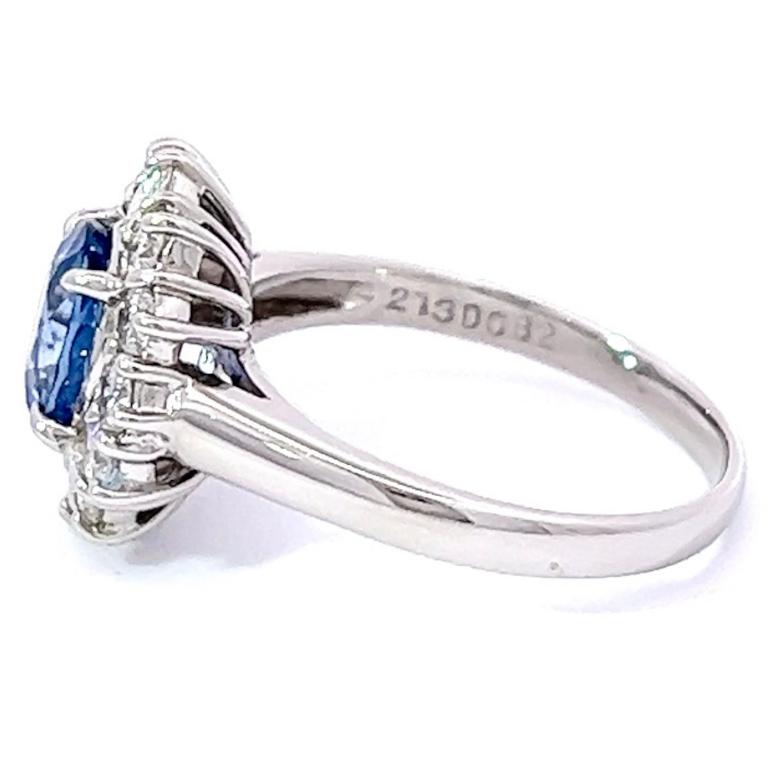 Women's or Men's GIA Ceylon Sapphire Diamond Platinum Cluster Ring