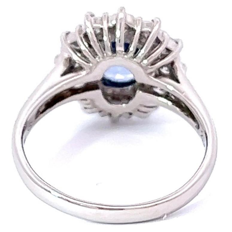 GIA Ceylon Sapphire Diamond Platinum Cluster Ring 1