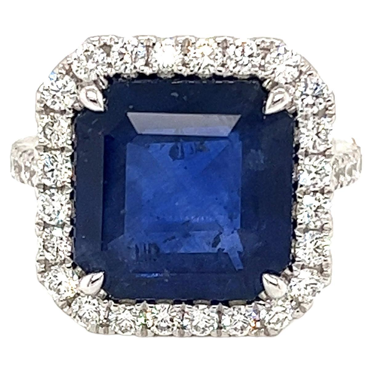 GIA Certified Ceylon Sapphire and Diamond Ring in 18 Karat White Gold