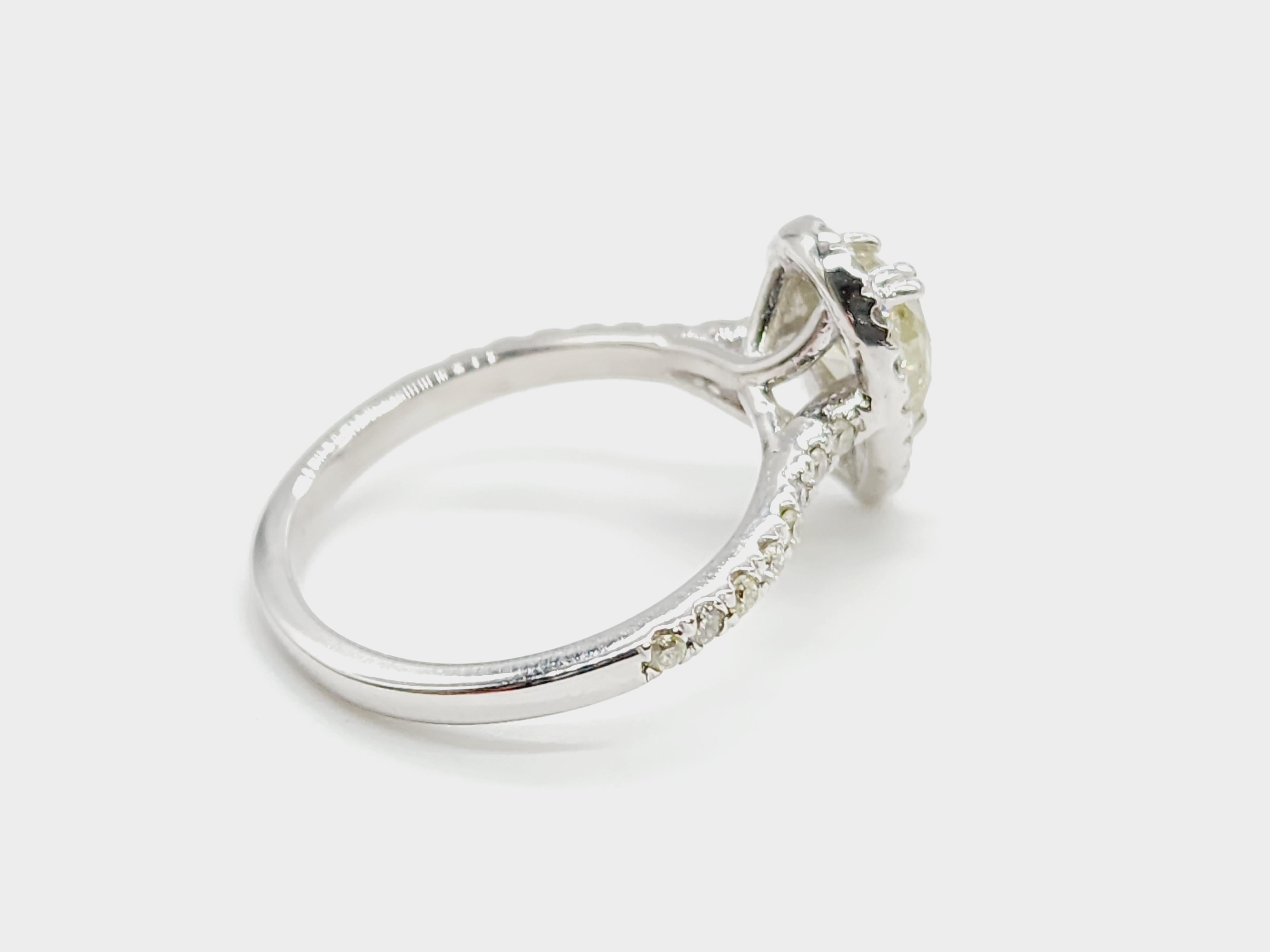 GIA CHAMELEON 1,11 carati Anello con diamante giallo fantasia a forma di pera in oro bianco 14K In condizioni Nuovo a Great Neck Plaza, NY