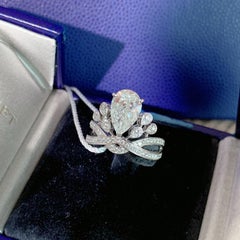 GIA Chaumet Joséphine Aigrette Impériale 2.01ct Pear-Shaped Diamond Ring Size 50