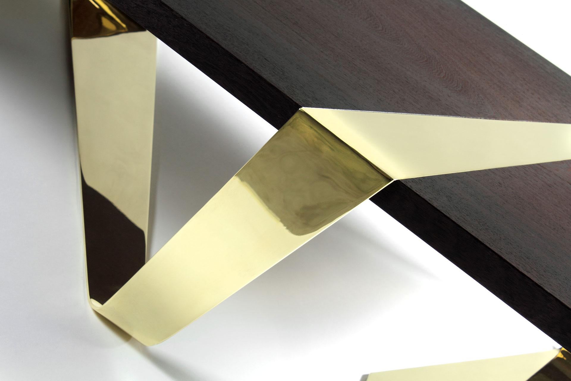 Gia Cinto Gold Couchtisch aus Holz und Edelstahl von Barberini & Gunnell (Sonstiges) im Angebot