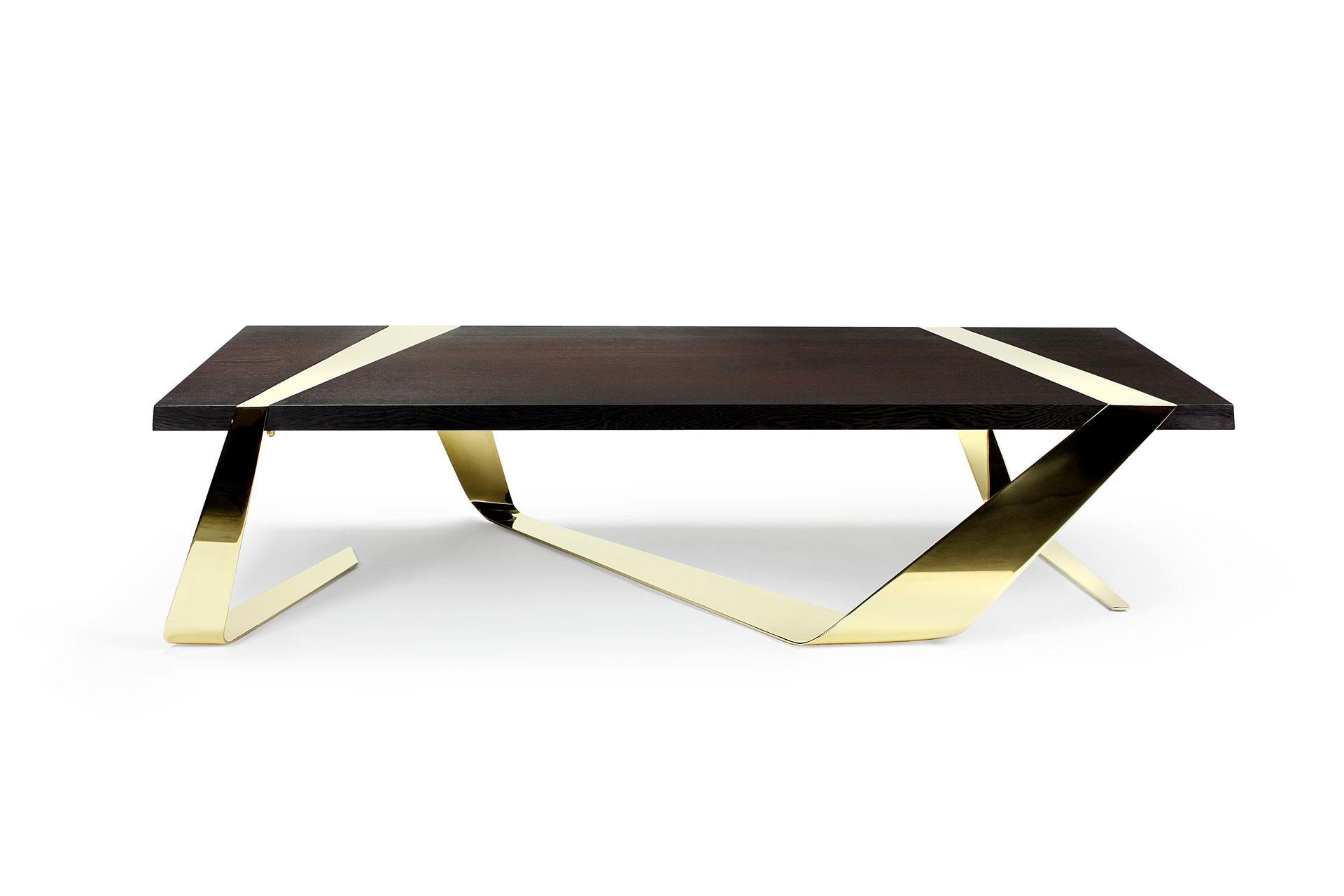 Gia Cinto Gold Couchtisch aus Holz und Edelstahl von Barberini & Gunnell (21. Jahrhundert und zeitgenössisch) im Angebot