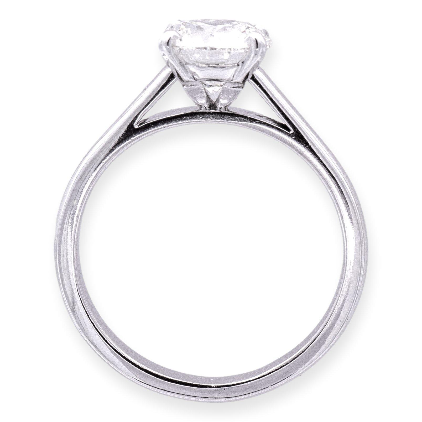 GIA Classic DeBeers Platinum Round Diamond Solitaire Engagement Ring 1.29ct HSI1 1