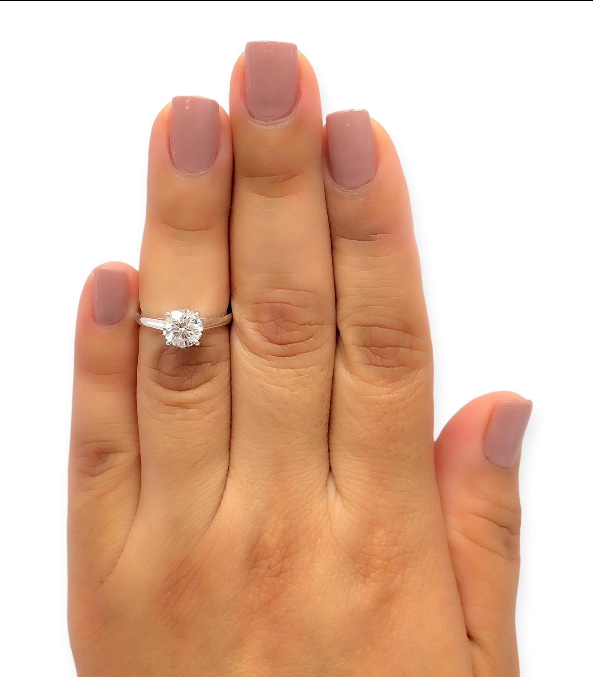 GIA Classic DeBeers Platinum Round Diamond Solitaire Engagement Ring 1.29ct HSI1 2
