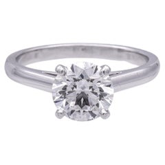 GIA Classic DeBeers Platinum Round Diamond Solitaire Engagement Ring 1.29ct HSI1
