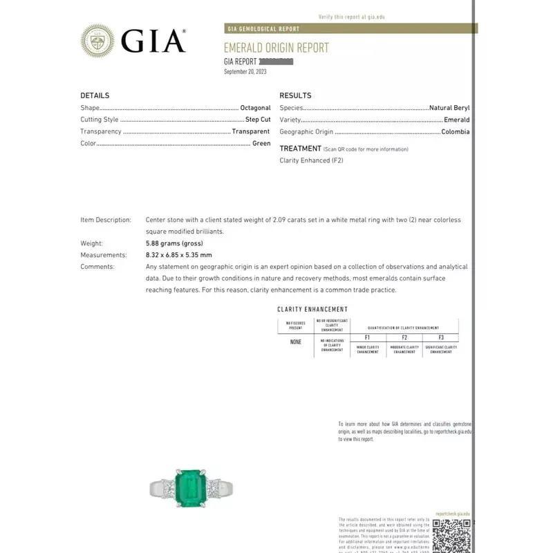 GIA Colombian Emerald and Diamond Three Stone Ring in Platinum

Emerald and Diamond Ring features a GIA certified Deep Green Colombian Emerald accented by Princess cut Diamonds, all set in Platinum.

Total emerald weight is 2.09 carats and is GIA