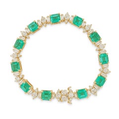 GIA Colombian Emerald & Diamond 18K Gold Tennis Bracelet