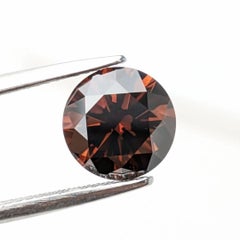 GIA Color Certified 2.08ct Fancy Dark Orangy Brown Diamond, Round, SI1