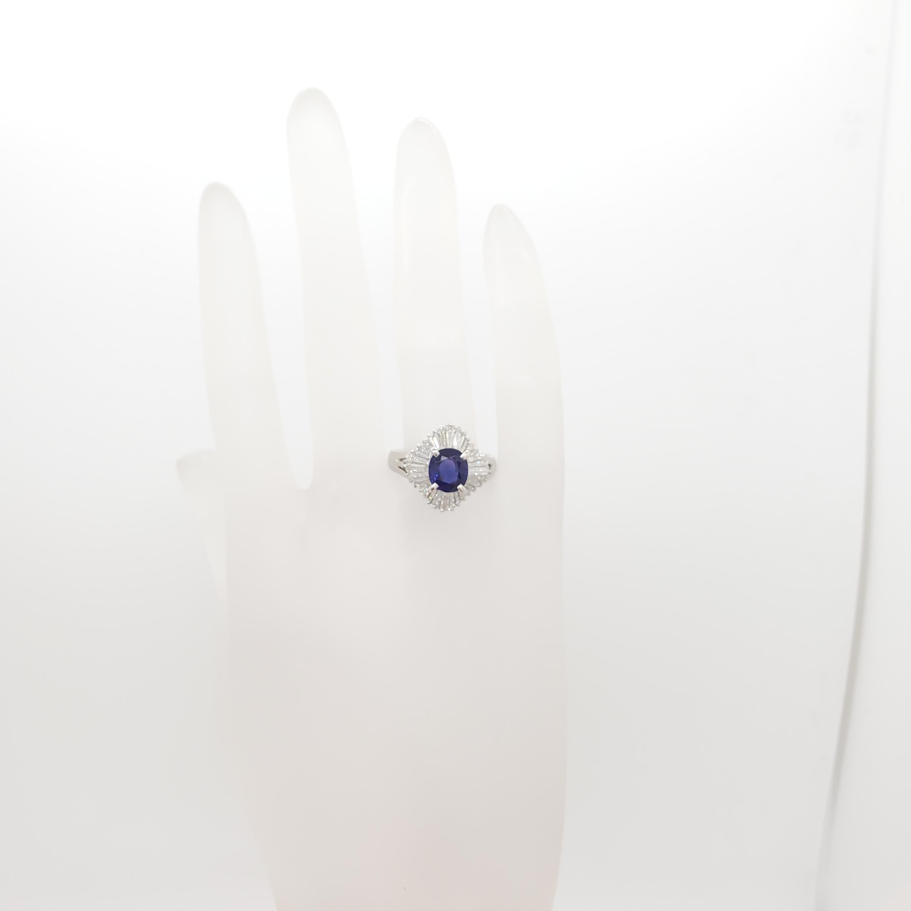 Oval Cut GIA Color Change Tanzanian Sapphire and Diamond Cocktail Ring in Platinum For Sale