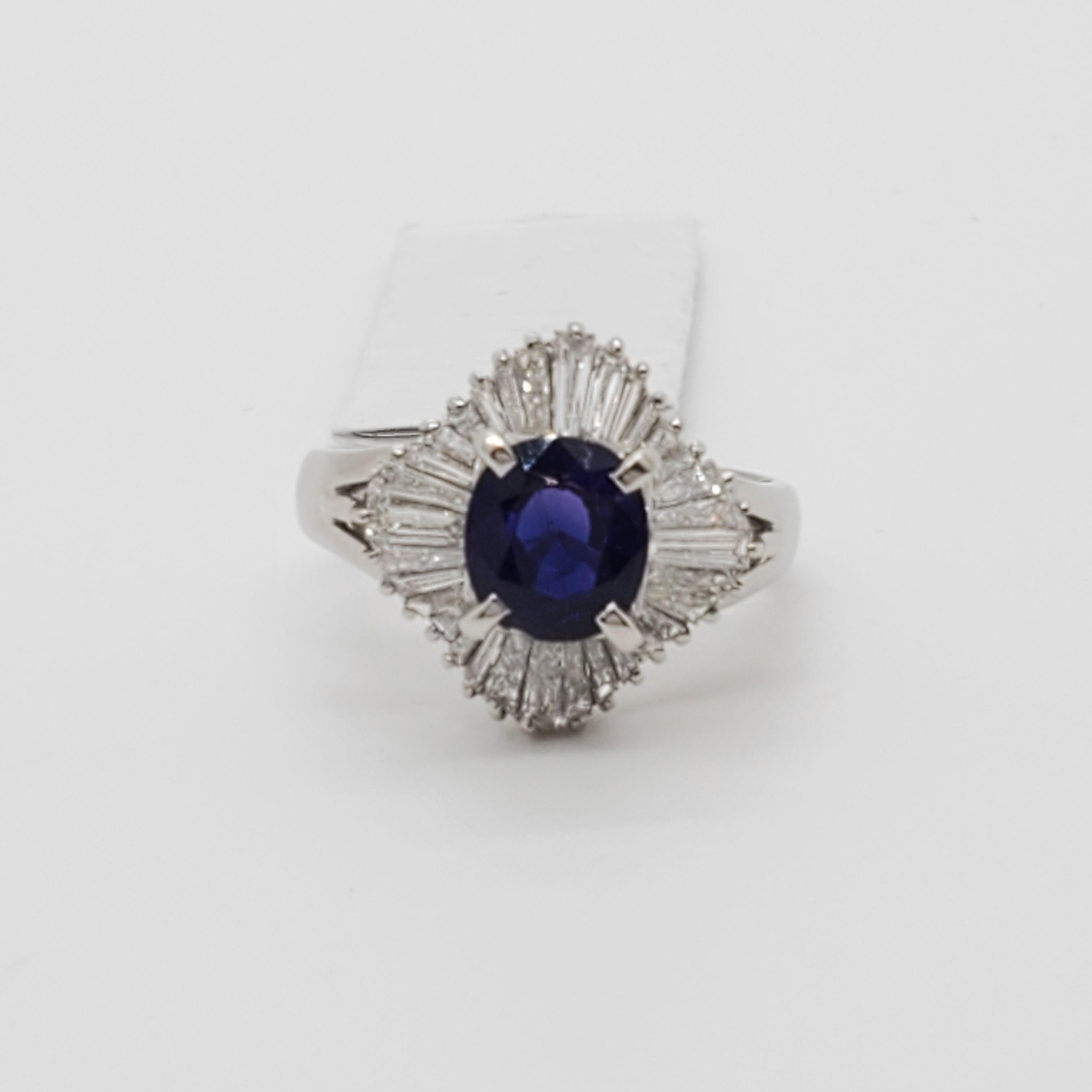 GIA Color Change Tanzanian Sapphire and Diamond Cocktail Ring in Platinum For Sale 1