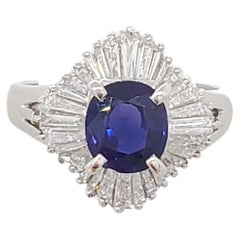 GIA Color Change Tanzanian Sapphire and Diamond Cocktail Ring in Platinum