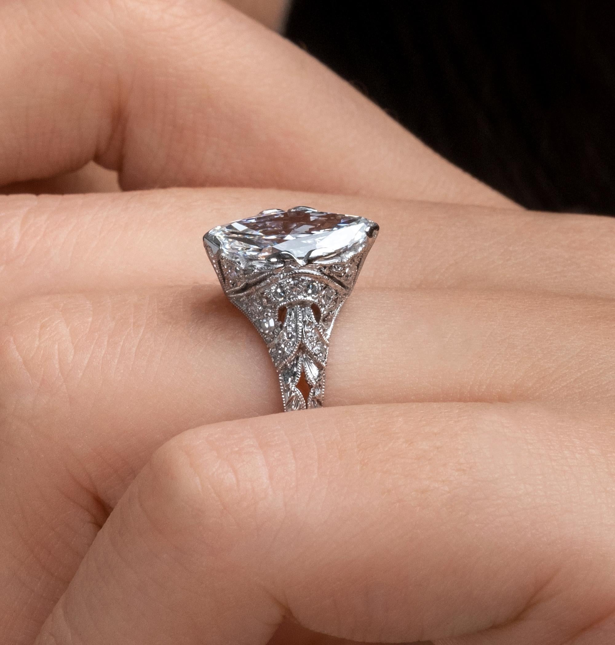 GIA Colorless 2.40ct Antique Marquise Diamond Edwardian Engagement Platinum Ring 6