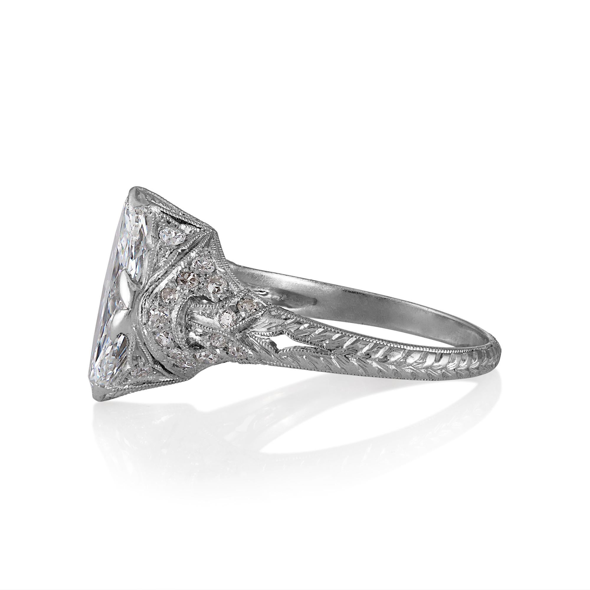 Marquise Cut GIA Colorless 2.40ct Antique Marquise Diamond Edwardian Engagement Platinum Ring