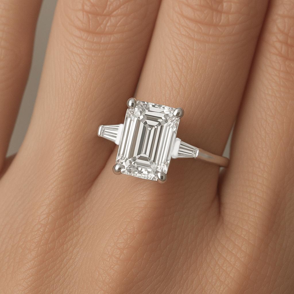 Emerald Cut GIA Ct. 2 ct Total Weight Pear Cut Diamond ring FLAWLESSD COLOR For Sale