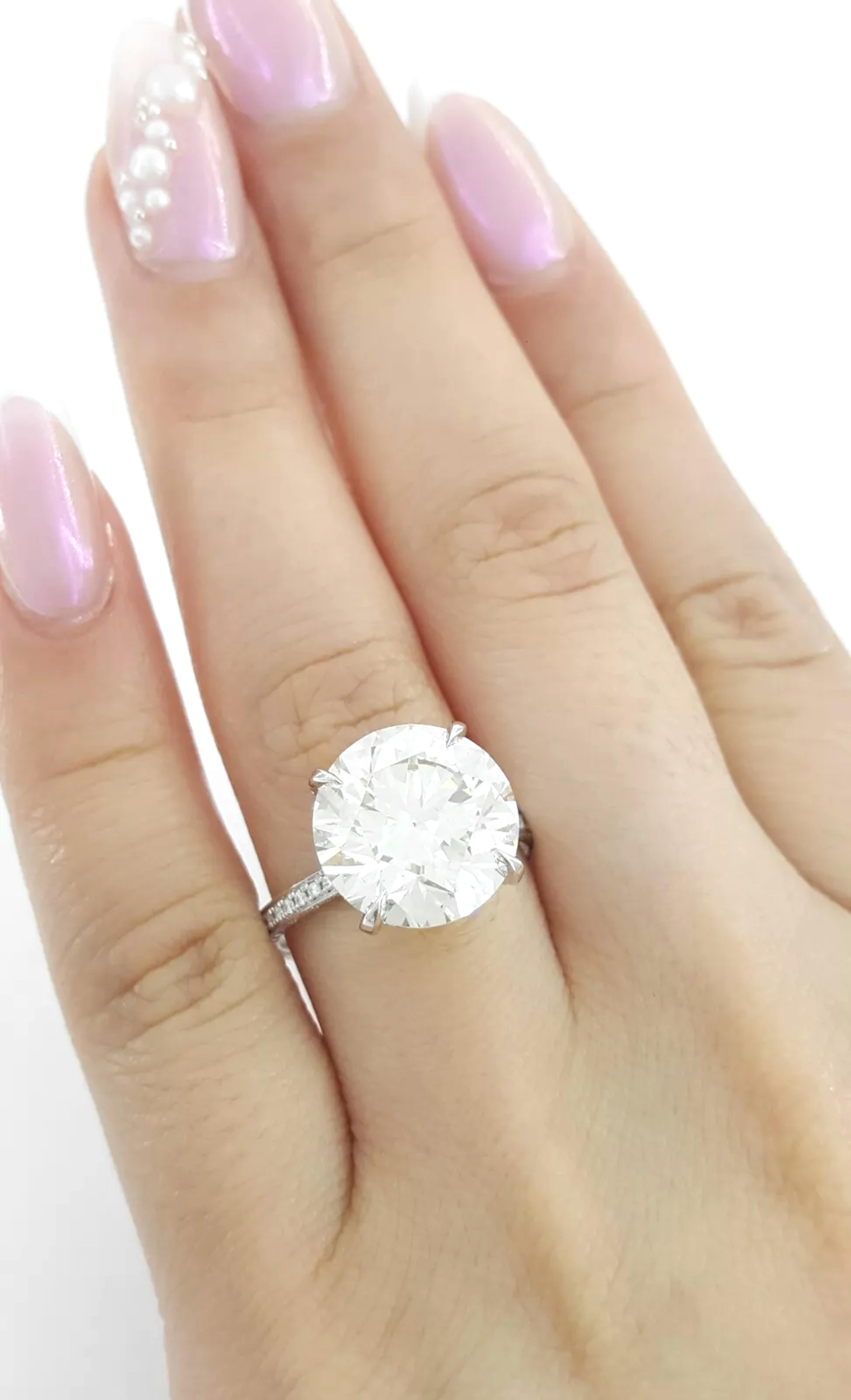 Round Cut GIA Ct. 5.12  Round Brilliant Cut Diamond Engagement Ring For Sale