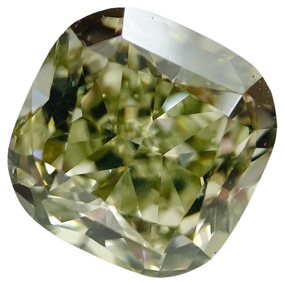 GIA Cushion 1.06 Carat Natural Loose Fancy Grayish Yellowish Green SI1 Diamond For Sale