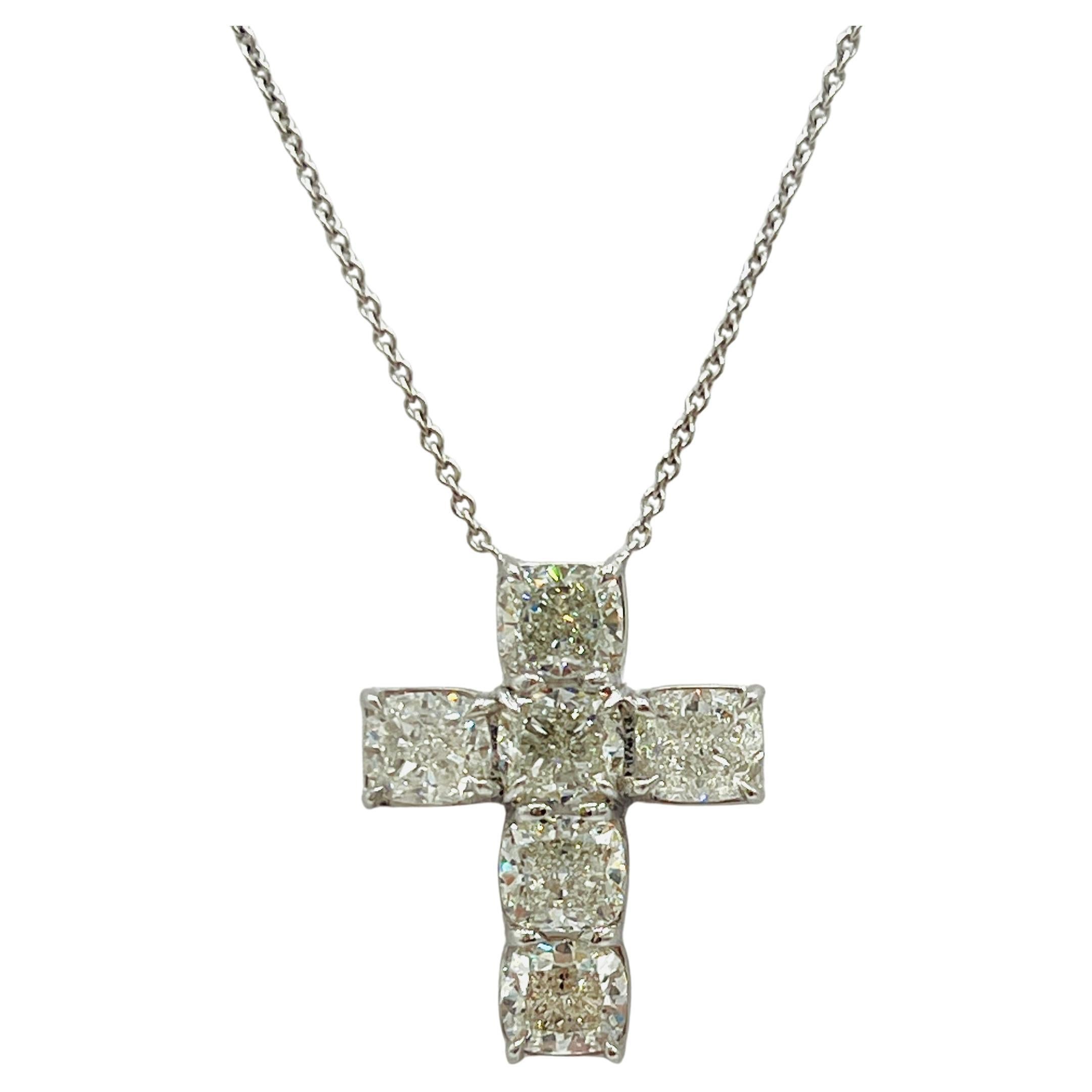GIA Cushion 1.5 Carat Each White Diamond Pendant Necklace in 18K White Gold