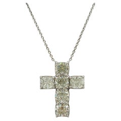 GIA Cushion 1.5 Carat Each White Diamond Pendant Necklace in 18K White Gold