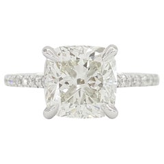  GIA Cushion Brilliant Cut Diamond Platinum Engagement Ring 