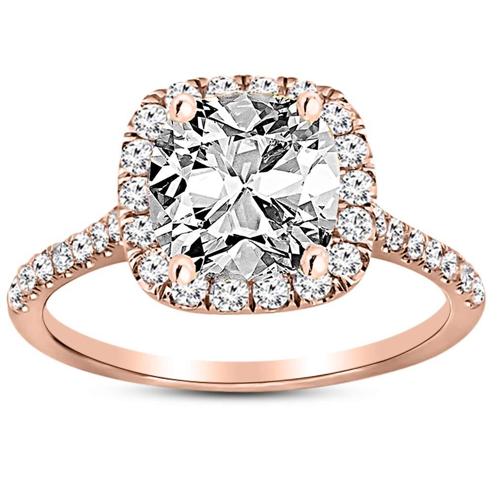 French Cut Gia Cushion Cut Diamond Engagement Ring 18 Karat Rose Gold For Sale
