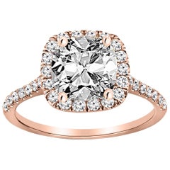 Gia Cushion Cut Diamond Engagement Ring 18 Karat Rose Gold