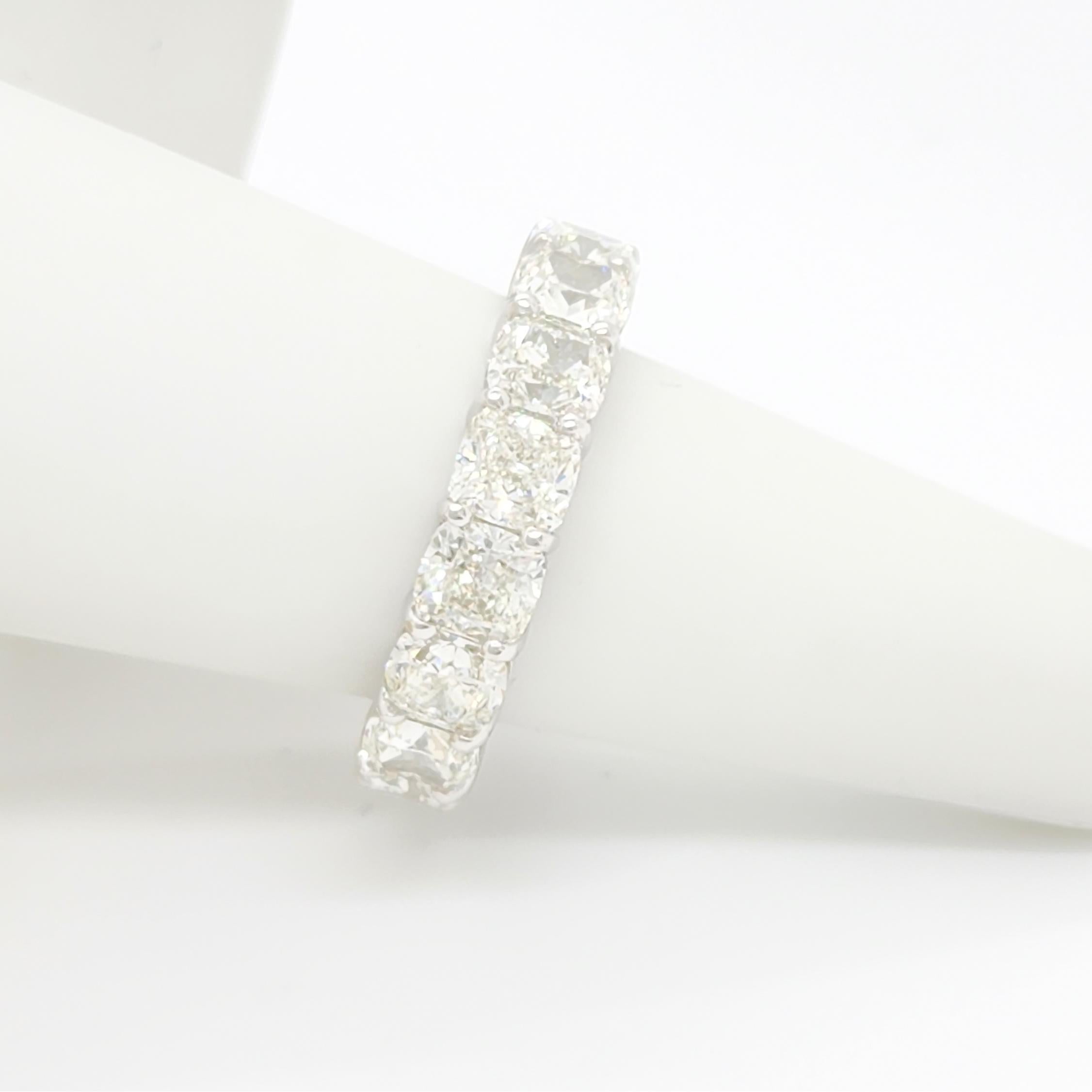 GIA Cushion Cut Diamond Eternity Band Ring in 18k White Gold For Sale ...