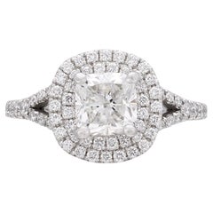 GIA Cushion Cut Diamond Halo Platinum Ring