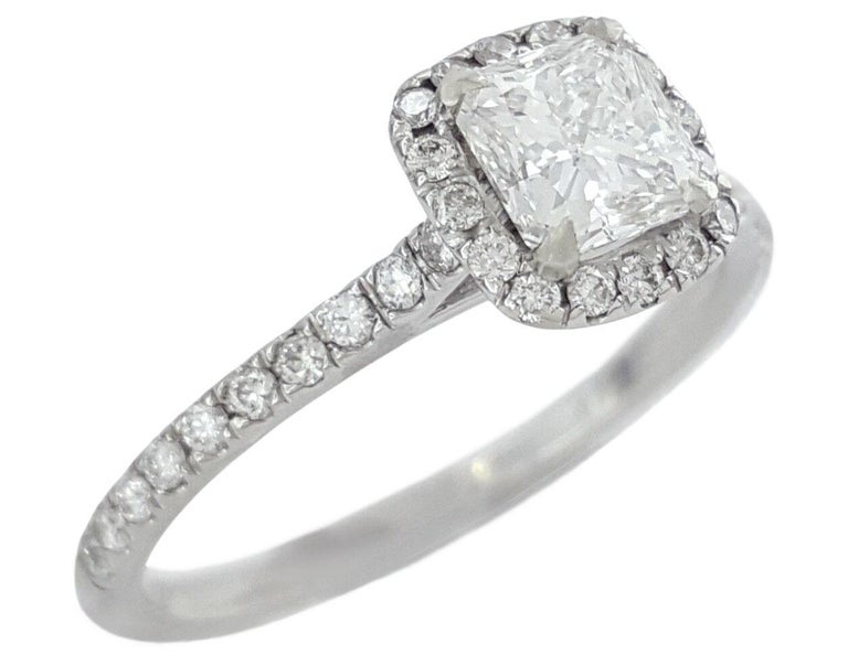 Radiant Brilliant Cut Diamond Halo Engagement Ring. 

