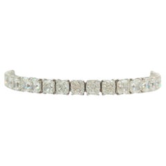 GIA Cushion Cut White Diamond Tennis Bracelet in 18K White Gold