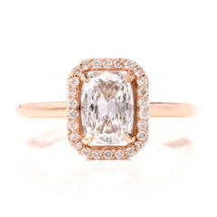 GIA Cushion 1.18cts Diamond D- VS2 18k Gold Engagement Ring