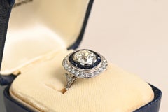 GIA Cushion Diamond Sapphire Ring. 1.70ct Diamond Halo Engagement Platinum Ring