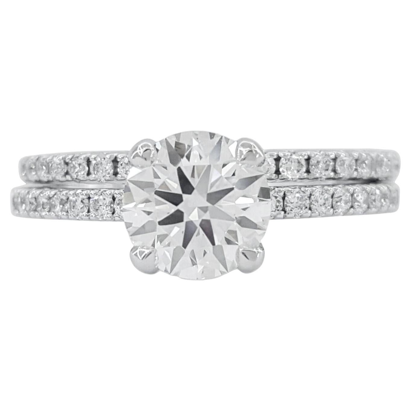 EGL Certified 1.61 Carat Double Pave Engagement Diamond Ring For Sale