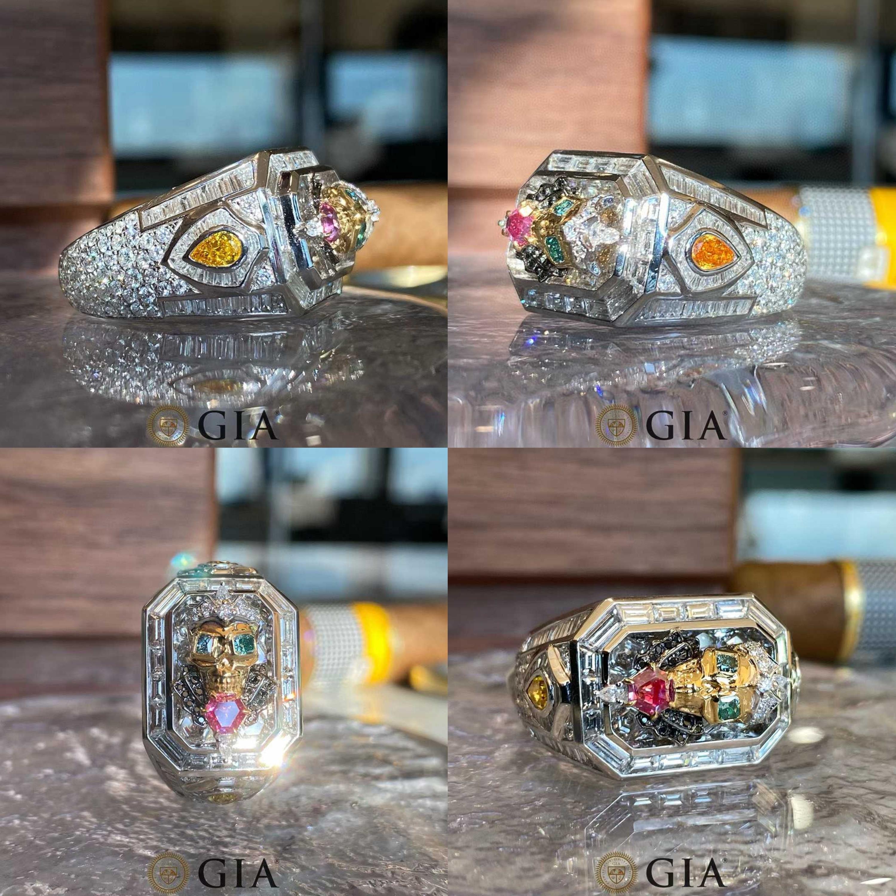 GIA Custom Unique Mens Ring - Eze Jewelry In New Condition For Sale In Bucharest, Romania