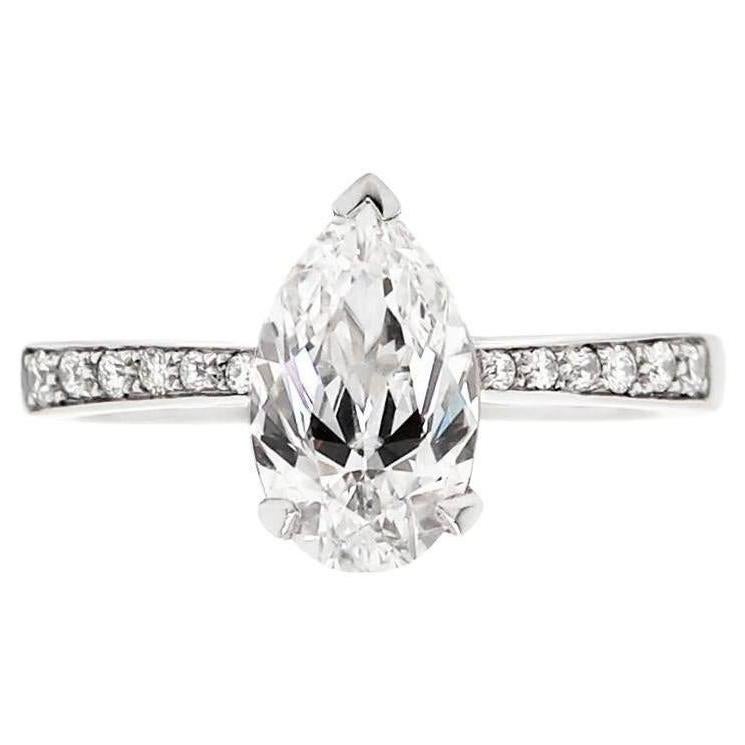 GIA D IF 1.55 Carat Pear Shape Diamond Platinum Engagement Ring