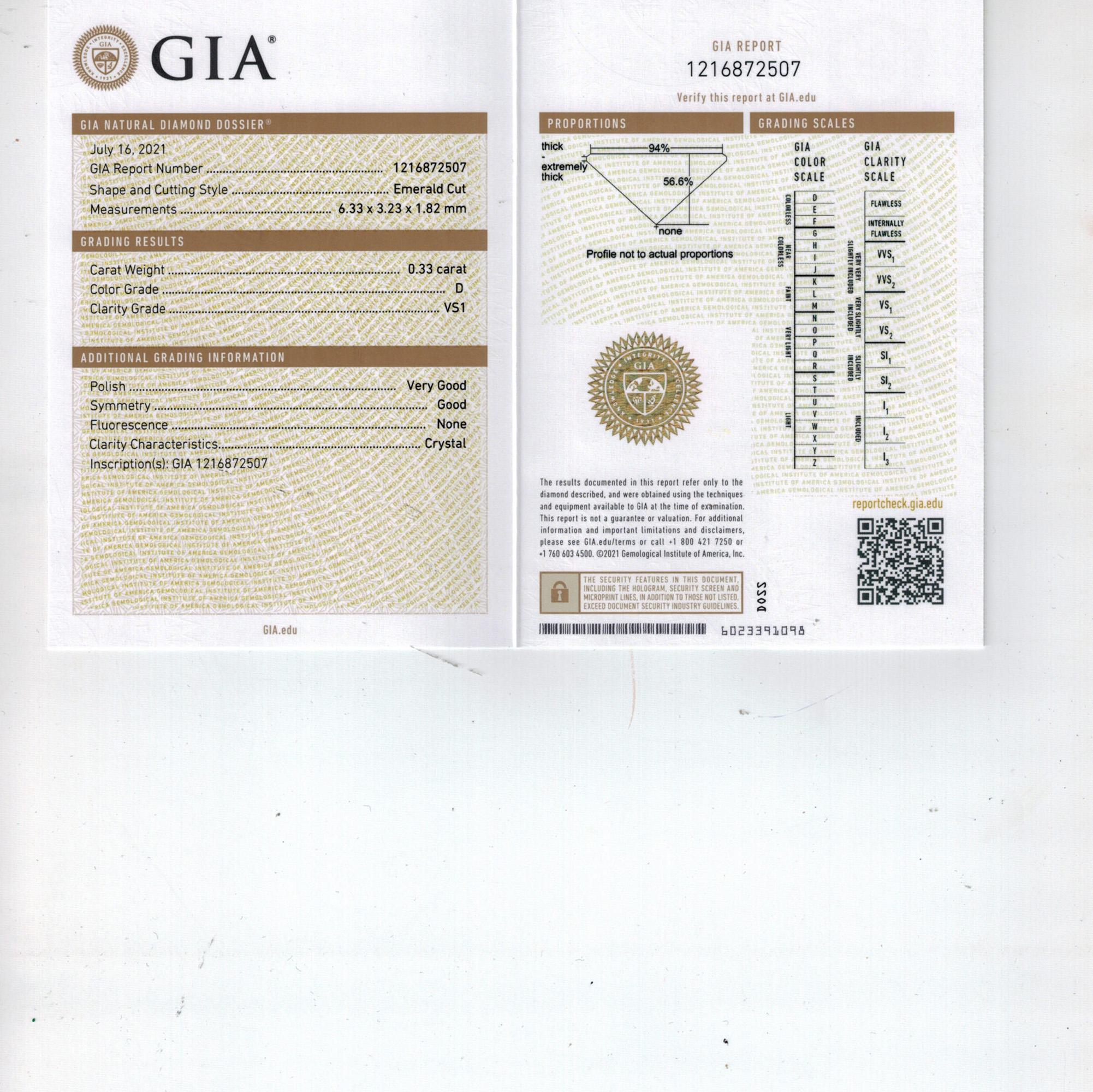 Verlobungsring, GIA D-VS1 1,78 Karat EMERALD Pie-Cut „Illusion“ Diamant Solitär (Smaragdschliff) im Angebot