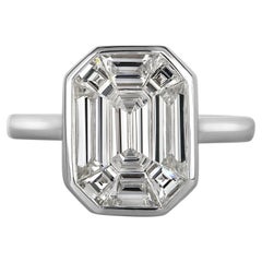 GIA D-VS1 1.78ct EMERALD Pie-Cut "Illusion" Diamond Solitaire Engagement Ring
