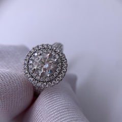 GIA De Beers Aura Round Brilliant 1.03ct Diamond Double Halo Engagement Ring
