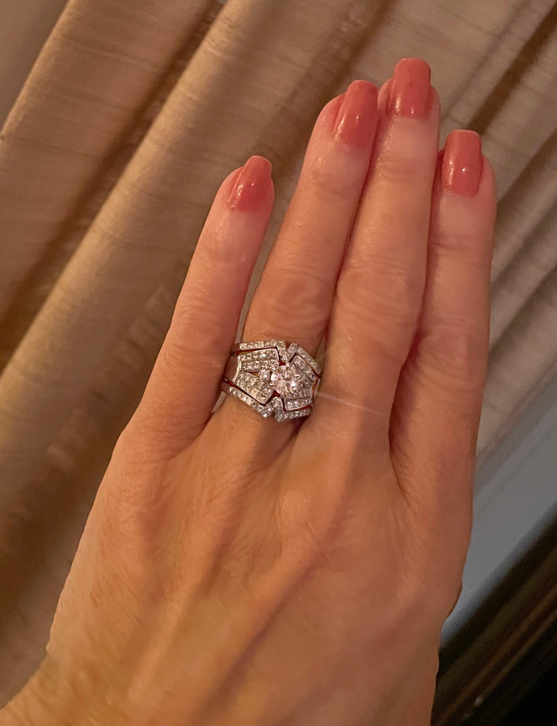 GIA Diamond 18K Ring Vintage Solitaire Engagement Wedding Bands Set VS 4.29 Cts In Excellent Condition In Sylvania, GA