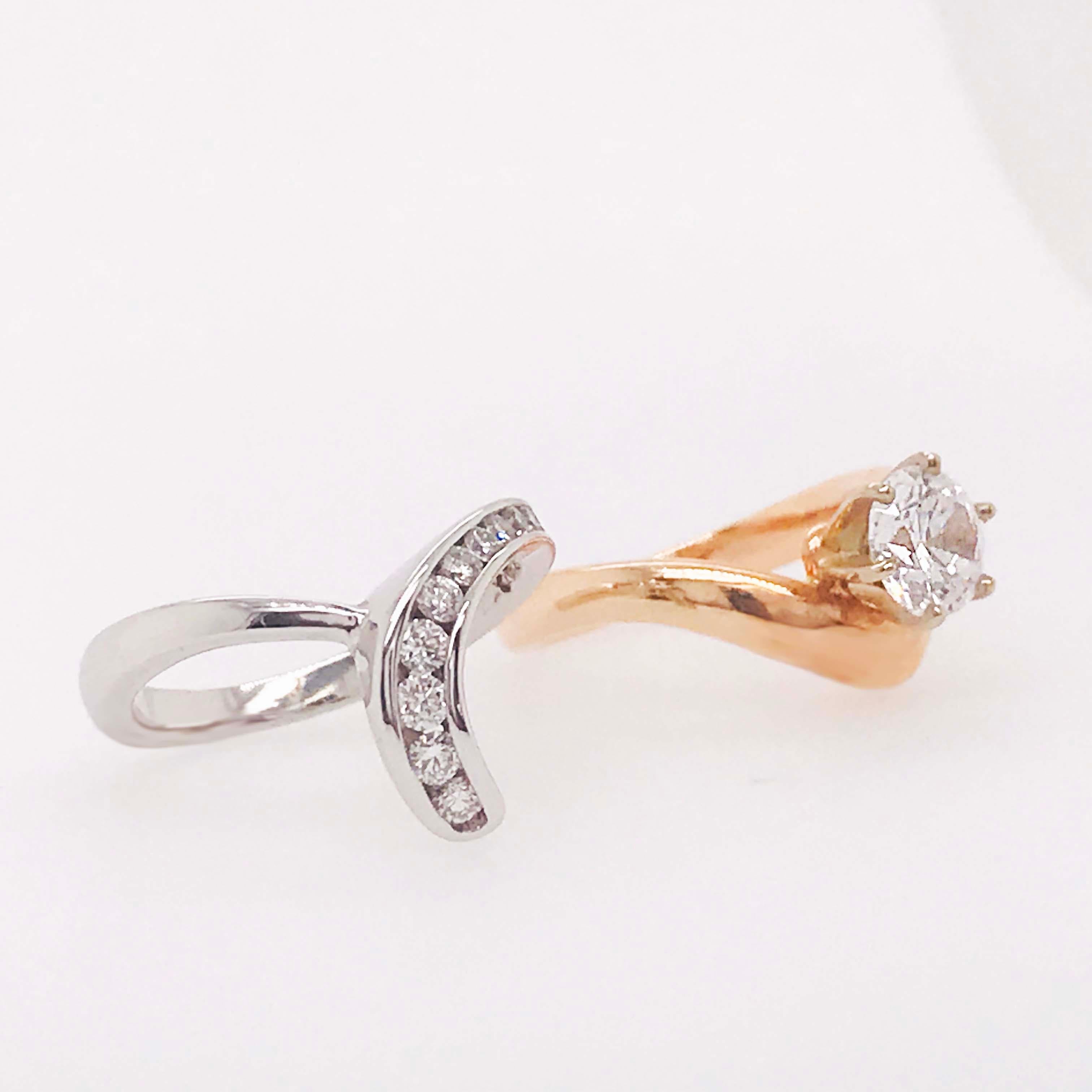 GIA Diamond 2 Carat Solitaire & Diamond Wrap Band Rose & White Gold Wedding Set en vente 6