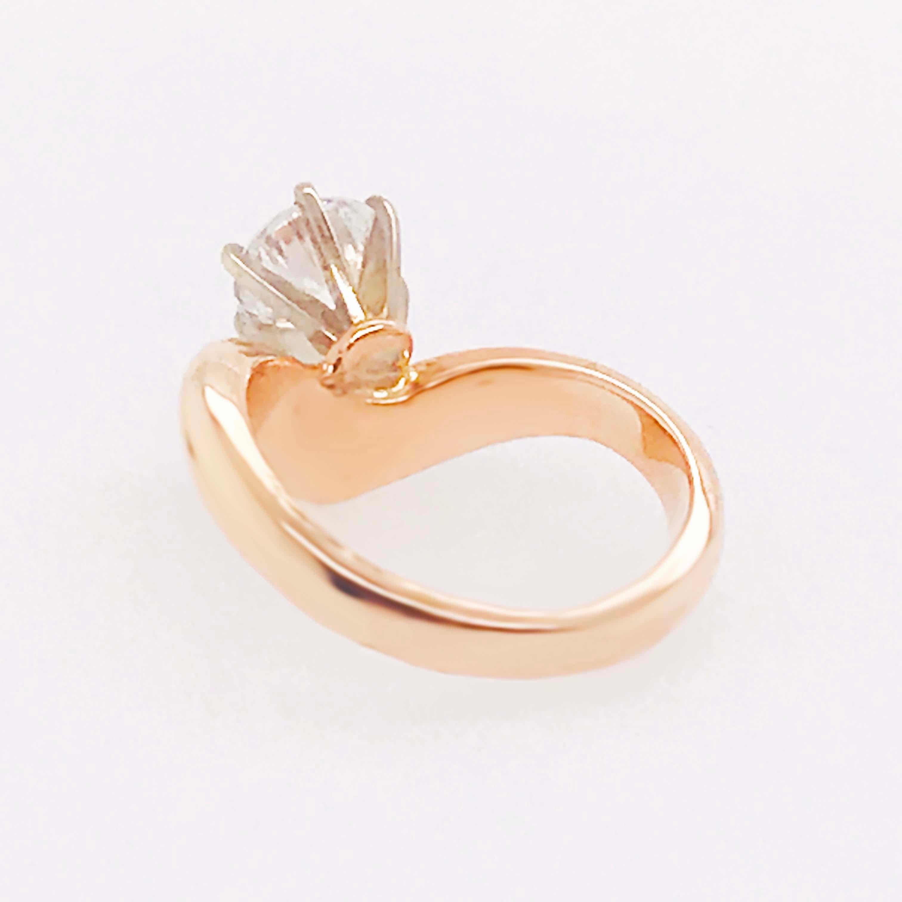 GIA Diamond 2 Carat Solitaire & Diamond Wrap Band Rose & White Gold Wedding Set en vente 9